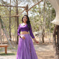 Lorenvalley Lavender Pure Viscose Jacquard with Kalamkari Jari Border Lehenga Choli | Swadesiicart
