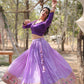 Lorenvalley Lavender Pure Viscose Jacquard with Kalamkari Jari Border Lehenga Choli | Swadesiicart