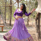 Lorenvalley Lavender Pure Viscose Jacquard with Kalamkari Jari Border Lehenga Choli | Swadesiicart