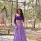 Lorenvalley Lavender Pure Viscose Jacquard with Kalamkari Jari Border Lehenga Choli | Swadesiicart