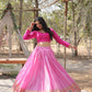 Lorenvalley Pink Pure Viscose Jacquard with Kalamkari Jari Border Lehenga Choli | Swadesiicart