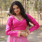 Lorenvalley Pink Pure Viscose Jacquard with Kalamkari Jari Border Lehenga Choli | Swadesiicart