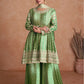 Lorenvalley Women Shaded Green Chinon Silk Fabric Embroidered Kurta Palazzo & With Dupatta | Swadesiicart