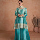 Lorenvalley Women Shaded Skyblue Chinon Silk Fabric Embroidered Kurta Palazzo & With Dupatta | Swadesiicart