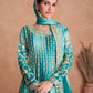 Lorenvalley Women Shaded Skyblue Chinon Silk Fabric Embroidered Kurta Palazzo & With Dupatta | Swadesiicart