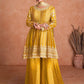 Lorenvalley Women Shaded Yellow Chinon Silk Fabric Embroidered Kurta Palazzo & With Dupatta | Swadesiicart