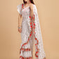 Lorenvalley Fashion White Faux Georgette Ruffle Saree with Fancy Sequence work & Blouse - Swadesiicart