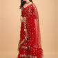 Lorenvalley Fashion Red Butterfly Net Ruffle Saree with Fancy Sequence work & Blouse - Swadesiicart