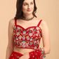 Lorenvalley Fashion Red Butterfly Net Ruffle Saree with Fancy Sequence work & Blouse - Swadesiicart