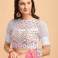 Lorenvalley Fashion Pink Butterfly Net Ruffle Saree with Fancy Sequence work & Blouse - Swadesiicart