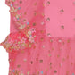Lorenvalley Fashion Pink Butterfly Net Ruffle Saree with Fancy Sequence work & Blouse - Swadesiicart