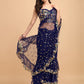 Lorenvalley Fashion Blue Butterfly Net Ruffle Saree with Fancy Sequence work & Blouse - Swadesiicart