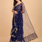 Lorenvalley Fashion Blue Butterfly Net Ruffle Saree with Fancy Sequence work & Blouse - Swadesiicart