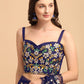 Lorenvalley Fashion Blue Butterfly Net Ruffle Saree with Fancy Sequence work & Blouse - Swadesiicart