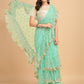 Lorenvalley Fashion Seagreen Butterfly Net Ruffle Saree with Fancy Sequene work & Blousec - Swadesiicart