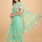 Lorenvalley Fashion Seagreen Butterfly Net Ruffle Saree with Fancy Sequene work & Blousec - Swadesiicart