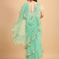 Lorenvalley Fashion Seagreen Butterfly Net Ruffle Saree with Fancy Sequene work & Blousec - Swadesiicart