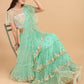 Lorenvalley Fashion Seagreen Butterfly Net Ruffle Saree with Fancy Sequene work & Blousec - Swadesiicart