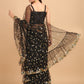 Lorenvalley Fashion Black Butterfly Net Ruffle Saree with Fancy Sequence work & Blouse - Swadesiicart