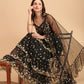 Lorenvalley Fashion Black Butterfly Net Ruffle Saree with Fancy Sequence work & Blouse - Swadesiicart