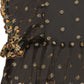 Lorenvalley Fashion Black Butterfly Net Ruffle Saree with Fancy Sequence work & Blouse - Swadesiicart