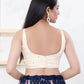 Joban Fashion Off-White Gajji Silk Sleeveless Back Open Blouse - Swadesiicart