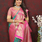 Lorenvalley Fashion Teal Cotton Woven Design Zari Meenakari Weaving Saree - Swadesiicart