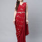 Ahalyaa Women Maroon Crepe Georgette Printed Saree Dress With Printed Pallu | Swadesiicart