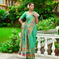 Vishnu Weaves Women's Green Banarasi Silk Kashmiri Woven Saree with Blouse - Swadesiicart