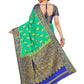 Mimosa Women's Green Banarasi Chiffon Saree | Swadesiicart