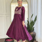 The52 Purple Women's Gorgeous Embroidered Vichitra Silk Fabric Flared Kurta Pant with Dupatta Set - Swadesiicart
