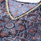 Ahalyaa Navy Blue & Maroon Floral Print Kaftan Kurta | Swadesiicart