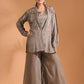 Morchari 3Pc Palazzo Set With Hand Embroidery - Blue - Swadesiicart
