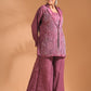 Morchari 3Pc Palazzo Set With Hand Embroidery - Purple - Swadesiicart