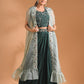 Morchari Co Ord Set With Long Jacket Hand Embroidery - Green - Swadesiicart