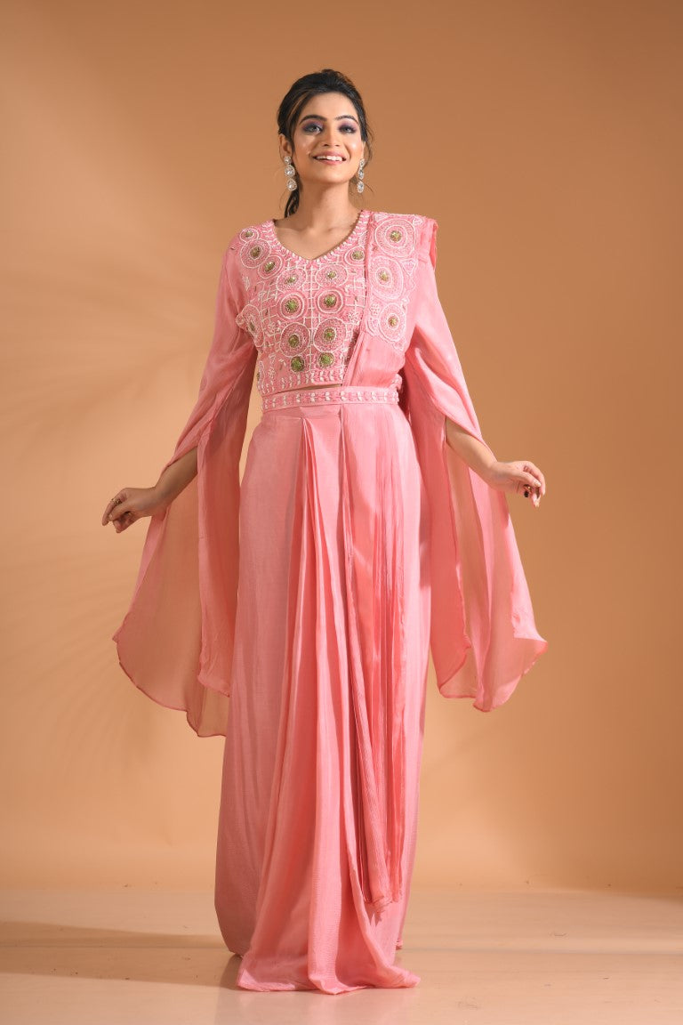 Morchari Co Ord Set With Dupatta Hand Embroidery - Green - Swadesiicart