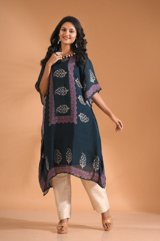 Morchari Co Ord Set With Hand Embroidery - Blue - Swadesiicart
