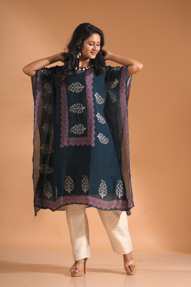 Morchari Co Ord Set With Hand Embroidery - Blue - Swadesiicart