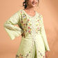 Morchari Co Ord Set With Hand Embroidery - Green - Swadesiicart