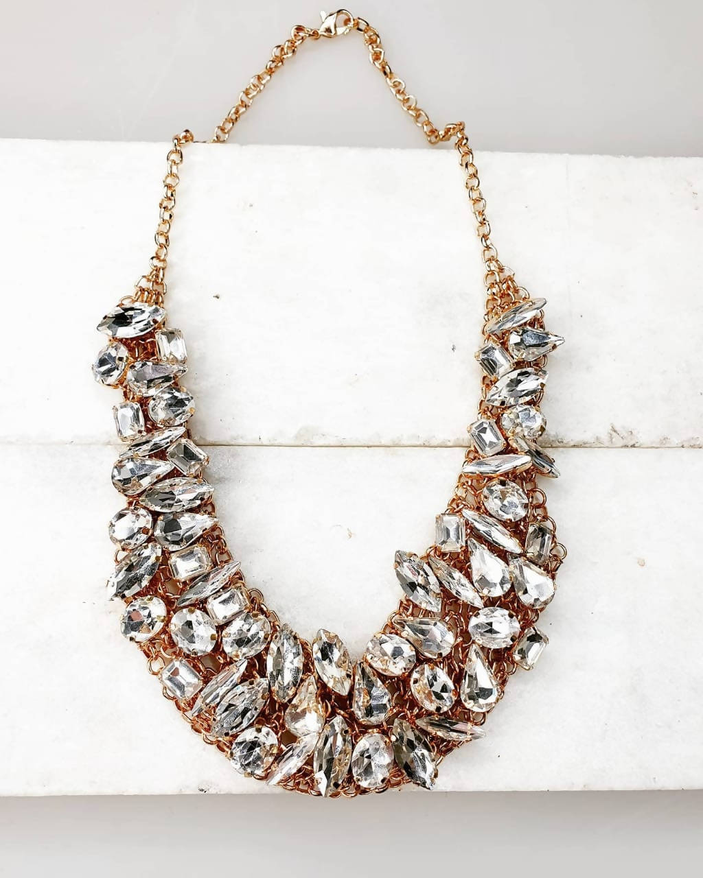 Bling Accessories Glass Statement Crystal Necklace | Swadesiicart