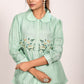 Morchari Co Ord Set With Hand Embroidery - Green - Swadesiicart