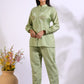 Morchari Co Ord Set With Hand Embroidery - Green - Swadesiicart