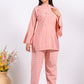 Morchari Co Ord Set With Hand Embroidery - Peach - Swadesiicart