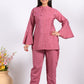Morchari Co Ord Set With Hand Embroidery - Peach - Swadesiicart