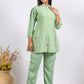 Morchari Co Ord Set With Hand Embroidery - Green - Swadesiicart