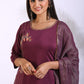Morchari Palazzo With Long Pant & Dupatta With Hand Embroidery - Maroon - Swadesiicart