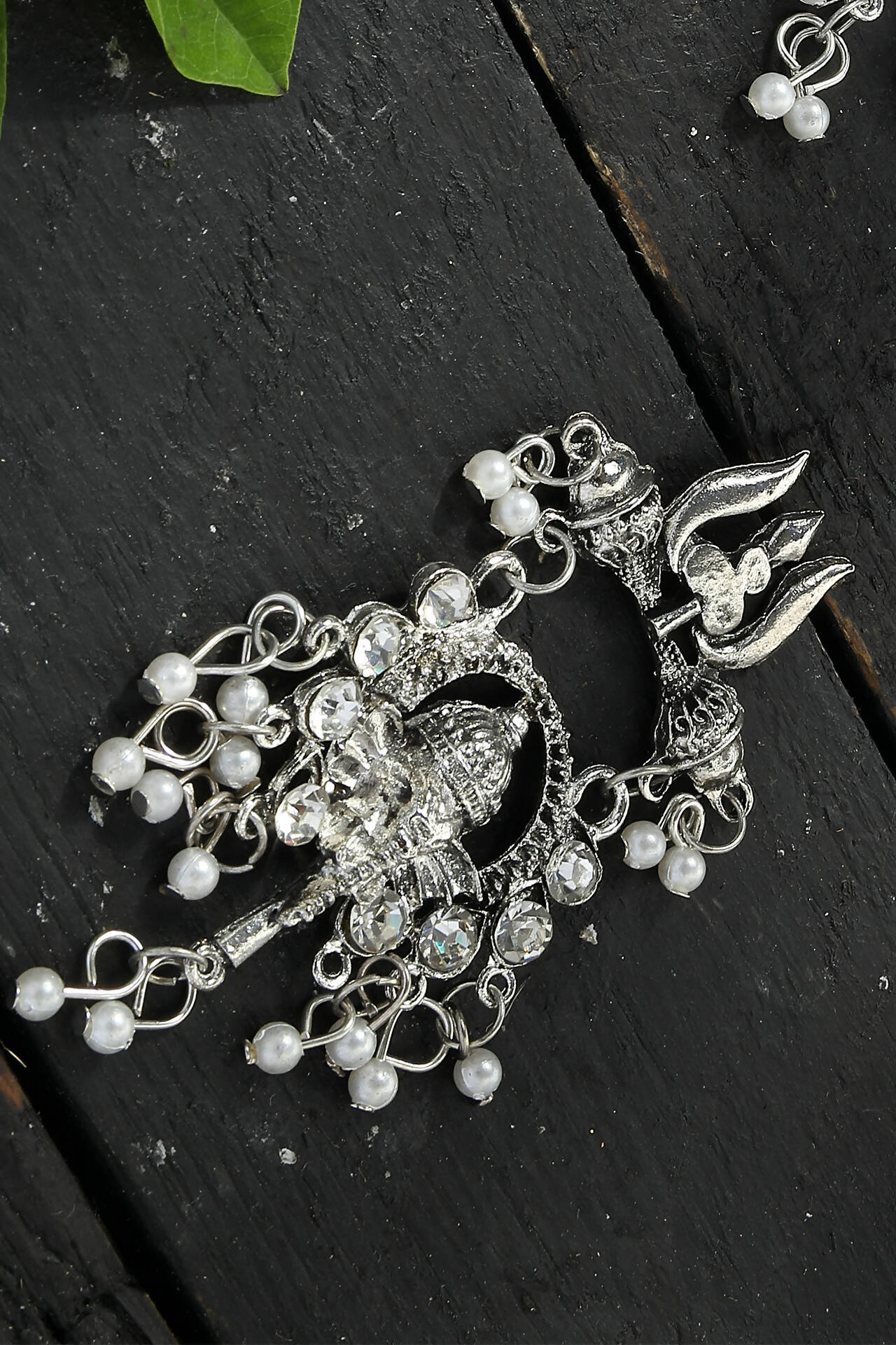 Mominos Fashion Johar Kamal Oxidised Silver-Plated Ganesha Design Necklace Choker Set | Swadesiicart