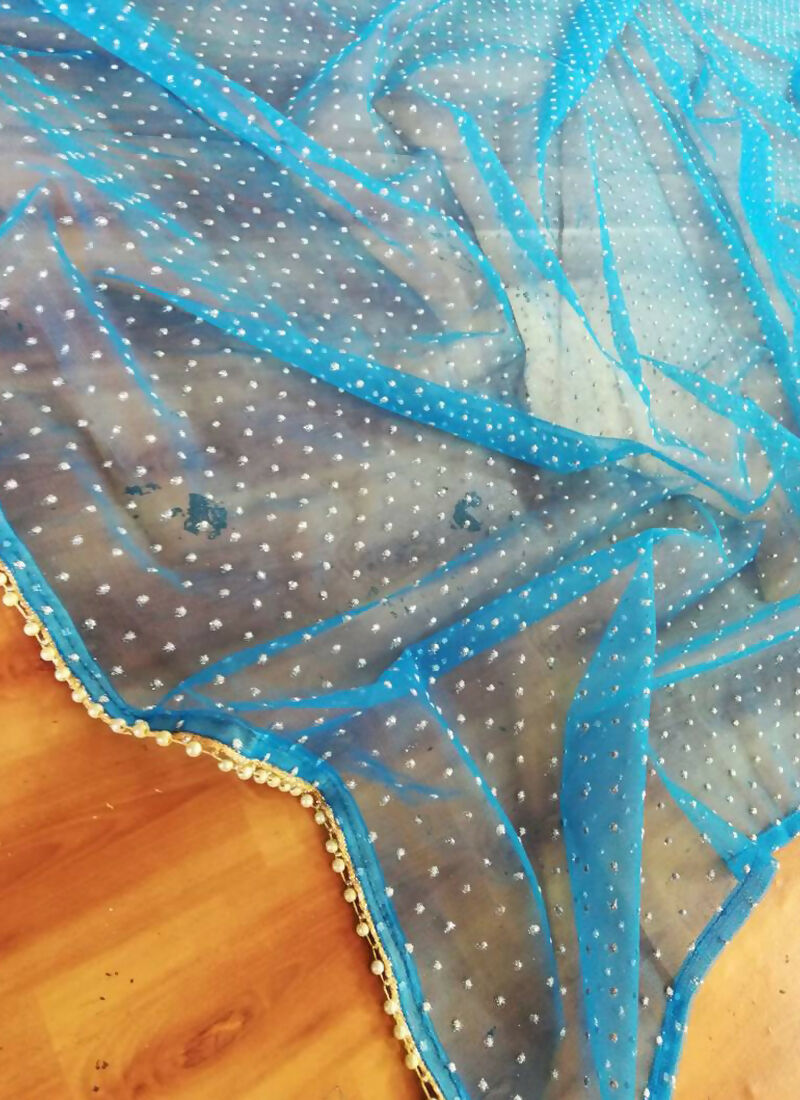 Jyoti Fashion Blue Thread Embroidery Georgette Designer Lehenga Choli with Dupatta | Swadesiicart