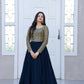 Jyoti Fashion Women's Navy Blue Sequence Zari Embroidered Faux Blooming Anarkali Dress | Swadesiicart