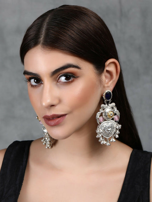 Joban Fashion Women Ghungroo Style Silver Tone Earrings | Swadesiicart